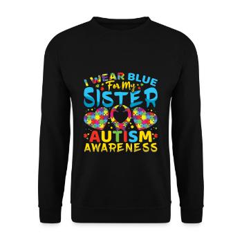 Je porte du bleu pour ma sœur autiste - Sweat-shirt Unisexe - noir - Devant - Alina (178cm) & Michal (187cm)