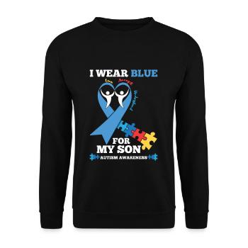 Sensibilisation à l’autisme Je porte du bleu pour mes - Sweat-shirt Unisexe - noir - Devant - Alina (178cm) & Michal (187cm)