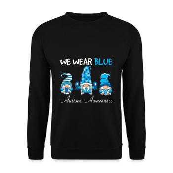 Autisme Nous Portons Conscience Gnome Bleu - Sweat-shirt Unisexe - noir - Devant - Alina (178cm) & Michal (187cm)