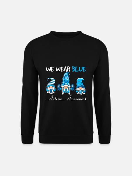 Autismus Wir Tragen Blau Gnome Bewusstsein - Unisex Pullover - Schwarz