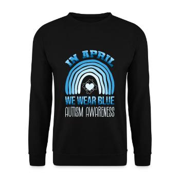 Sensibilisation à l’autisme en avril, nous portons du bleu - Sweat-shirt Unisexe - noir - Devant - Alina (178cm) & Michal (187cm)