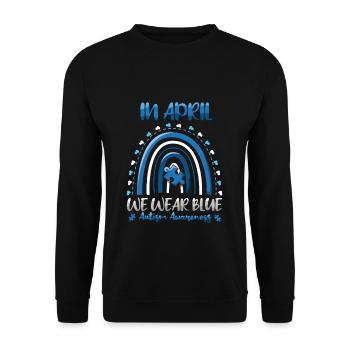 Sensibilisation à l’autisme en avril, nous portons du bleu - Sweat-shirt Unisexe - noir - Devant - Alina (178cm) & Michal (187cm)