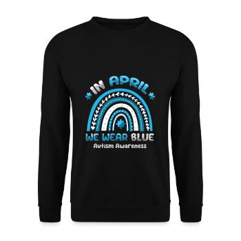Autisme en avril We Wear Blue Awareness - Sweat-shirt Unisexe - noir - Devant - Alina (178cm) & Michal (187cm)