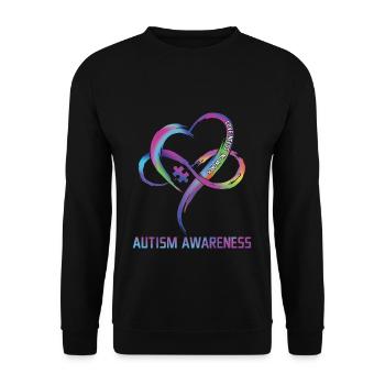 Autismus Liebe Braucht Keine Worte - Unisex Pullover - Schwarz - Vorne - Alina (178cm) & Michal (187cm)