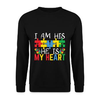 Autismus Stimme Herz Puzzle Bunt - Unisex Pullover - Schwarz - Vorne - Alina (178cm) & Michal (187cm)