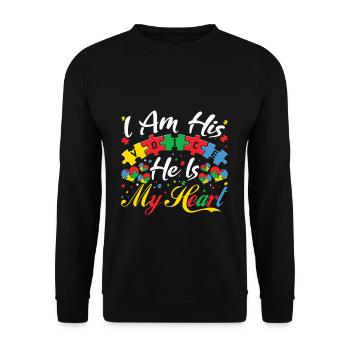 I'm his voice autism my heart - Unisex Sweatshirt - black - Front - Alina (178cm) & Michal (187cm)