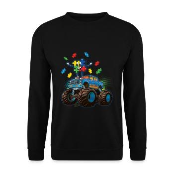 Autisme Puzzle Monster Truck Fun - Sweat-shirt Unisexe - noir - Devant - Alina (178cm) & Michal (187cm)