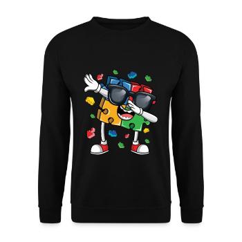 Autism Colorful Puzzle Figure With Sunglasses - Unisex Sweatshirt - black - Front - Alina (178cm) & Michal (187cm)