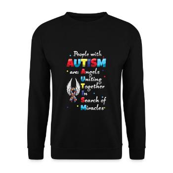 Autism angels unite in search of - Unisex Sweatshirt - black - Front - Alina (178cm) & Michal (187cm)