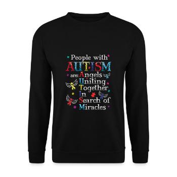 Personnes autistes : des anges unis dans la recherche - Sweat-shirt Unisexe - noir - Devant - Alina (178cm) & Michal (187cm)