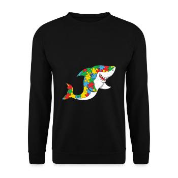 Autism Colorful Shark Puzzle Design - Unisex Sweatshirt - black - Front - Alina (178cm) & Michal (187cm)