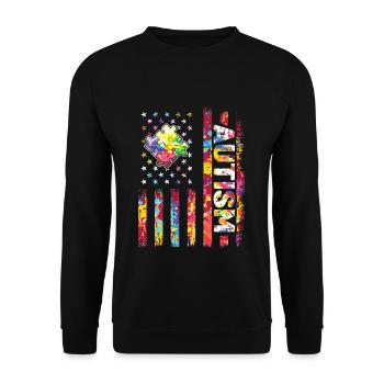 Autisme Puzzle Drapeau Peinture Splash - Sweat-shirt Unisexe - noir - Devant - Alina (178cm) & Michal (187cm)