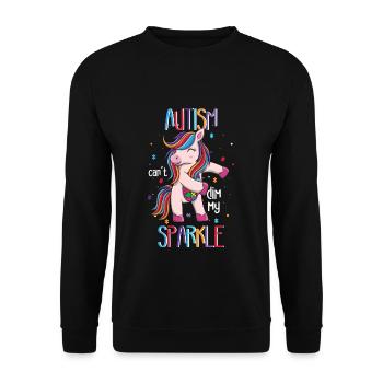 Autismus Kann Mein Strahlen Nicht Dämpfen Einhorn - Unisex Pullover - Schwarz - Vorne - Alina (178cm) & Michal (187cm)