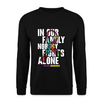 In our family, no one fights autism alone - Unisex Sweatshirt - black - Front - Alina (178cm) & Michal (187cm)