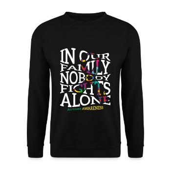 Niemand Kämpft Allein Autismus Familie - Unisex Pullover - Schwarz - Vorne - Alina (178cm) & Michal (187cm)