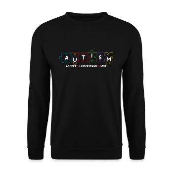 Autism Accept Understand Love Puzzle - Unisex Sweatshirt - black - Front - Alina (178cm) & Michal (187cm)
