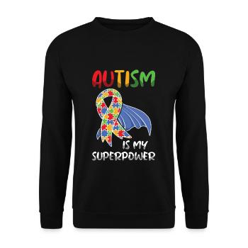 L’autisme est ma superpuissance Force - Sweat-shirt Unisexe - noir - Devant - Alina (178cm) & Michal (187cm)