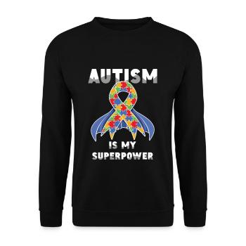 Autism is my superpower band - Unisex Sweatshirt - black - Front - Alina (178cm) & Michal (187cm)