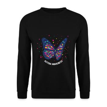 Autism Butterfly Puzzle Diversity Awareness - Unisex Sweatshirt - black - Front - Alina (178cm) & Michal (187cm)