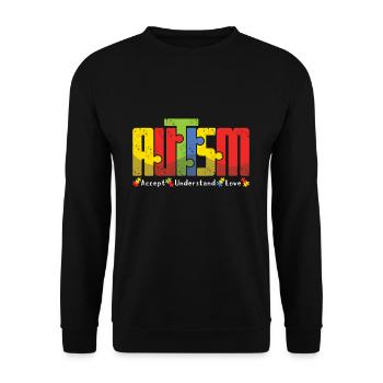 Autism: Accept Understand Love Design - Unisex Sweatshirt - black - Front - Alina (178cm) & Michal (187cm)