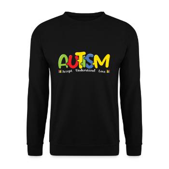 Autism Accept Understand Love Puzzle - Unisex Sweatshirt - black - Front - Alina (178cm) & Michal (187cm)