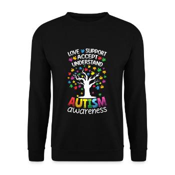 Autism Support Accept Understand Tree - Unisex Sweatshirt - black - Front - Alina (178cm) & Michal (187cm)