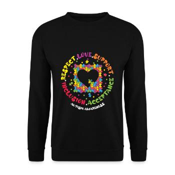 Autismus Respekt Liebe Unterstützung Inklusion - Unisex Pullover - Schwarz - Vorne - Alina (178cm) & Michal (187cm)