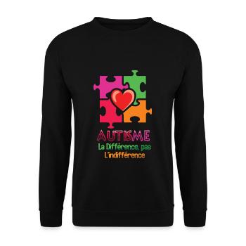 Autisme Cœur Puzzle La Différence - Sweat-shirt Unisexe - noir - Devant - Alina (178cm) & Michal (187cm)