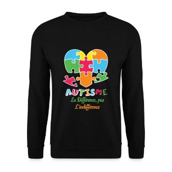 Autism La Différence, Pas L'indifférence Heart - Unisex Sweatshirt - black - Front - Alina (178cm) & Michal (187cm)