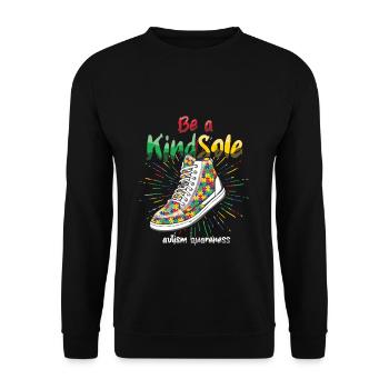 Sei Eine Freundliche Seele Autismus Bewusstsein - Unisex Pullover - Schwarz - Vorne - Alina (178cm) & Michal (187cm)