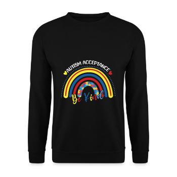 Autism Acceptance Be Kind Rainbow - Unisex Sweatshirt - black - Front - Alina (178cm) & Michal (187cm)
