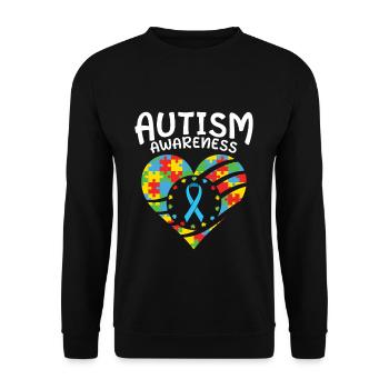 Autismus Bewusstsein Herz Puzzle - Unisex Pullover - Schwarz - Vorne - Alina (178cm) & Michal (187cm)