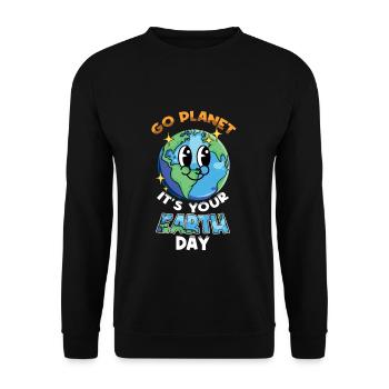 Go Planet C’est votre Jour de la Terre - Sweat-shirt Unisexe - noir - Devant - Alina (178cm) & Michal (187cm)