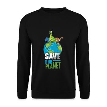 Save Our Planet Erde Schützen Tag - Unisex Pullover - Schwarz - Vorne - Alina (178cm) & Michal (187cm)
