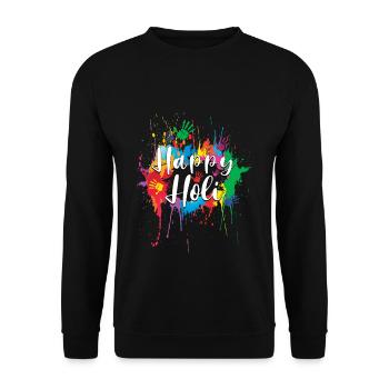 Happy Holi Festival Colorful - Unisex Sweatshirt - black - Front - Alina (178cm) & Michal (187cm)