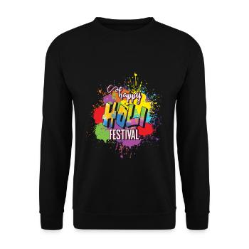 Happy Holi Festival Blaze of Colors Explosion - Unisex Sweatshirt - black - Front - Alina (178cm) & Michal (187cm)