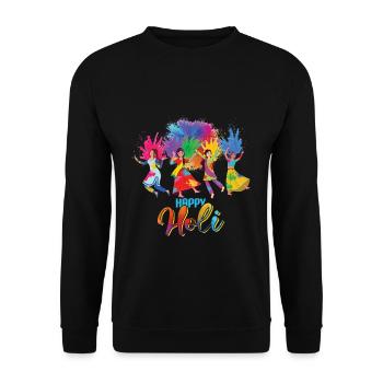 Happy Holi Festival Colorful Fun - Unisex Sweatshirt - black - Front - Alina (178cm) & Michal (187cm)