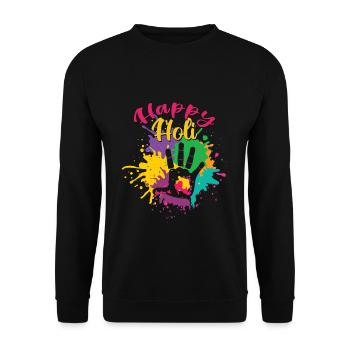 Happy Holi Festival Colorful Handprint - Unisex Sweatshirt - black - Front - Alina (178cm) & Michal (187cm)