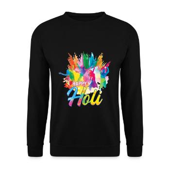 Happy Holi Festival Colorful Celebration - Unisex Sweatshirt - black - Front - Alina (178cm) & Michal (187cm)