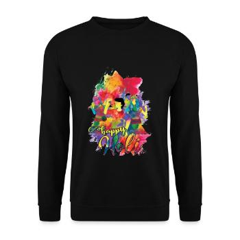 Happy Holi Festival Colorful Festival - Unisex Sweatshirt - black - Front - Alina (178cm) & Michal (187cm)