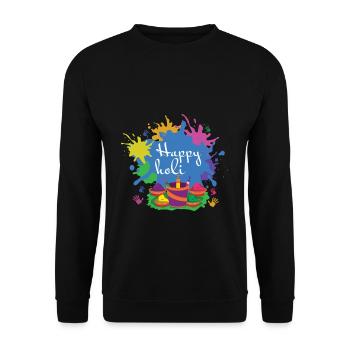 Happy Holi Farbenfrohes Holi Festival Freude - Unisex Pullover - Schwarz - Vorne - Alina (178cm) & Michal (187cm)