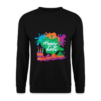 Holi Festival Farbenfrohes Happy Holi Erlebnis - Unisex Pullover - Schwarz - Vorne - Alina (178cm) & Michal (187cm)