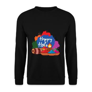 Happy Holi Festival Joy of Colors - Unisex Sweatshirt - black - Front - Alina (178cm) & Michal (187cm)