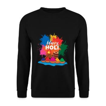 Holi Festival Happy Holi Colorful Festival - Unisex Sweatshirt - black - Front - Alina (178cm) & Michal (187cm)