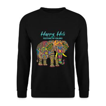 Happy Holi Festival of Colors Elephant - Unisex Sweatshirt - black - Front - Alina (178cm) & Michal (187cm)