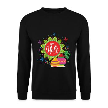 Happy Holi Festival Colorful Experience - Unisex Sweatshirt - black - Front - Alina (178cm) & Michal (187cm)