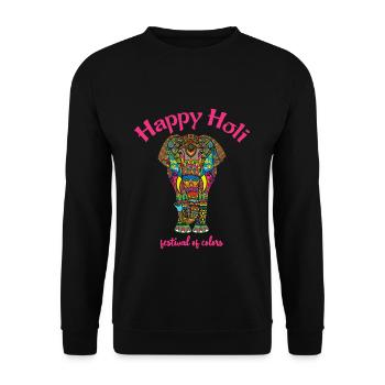 Happy Holi Festival of Colors Elephant - Unisex Sweatshirt - black - Front - Alina (178cm) & Michal (187cm)