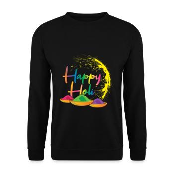 Fröhliches Holi Festival Farbenpracht - Unisex Pullover - Schwarz - Vorne - Alina (178cm) & Michal (187cm)