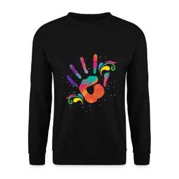 Colorful Handprint Holi Festival Design - Unisex Sweatshirt - black - Front - Alina (178cm) & Michal (187cm)