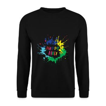 Fröhliches Holi Festival Farbenfrohes Design - Unisex Pullover - Schwarz - Vorne - Alina (178cm) & Michal (187cm)